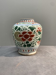 A Chinese wucai 'peony scroll' vase, Transitional period