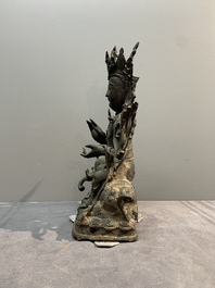 A Chinese bronze Bodhisattva seated on an elephant, Ming