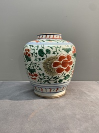 A Chinese wucai 'peony scroll' vase, Transitional period