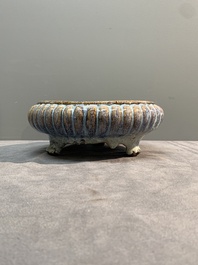 A Chinese Jun-glazed bowl and a narcissus basin, Ming/Qing
