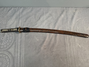 A collection of fine Japanese sword handles, guards, sheaths, a sword and a lacquered stand, Edo, 18/19th C.