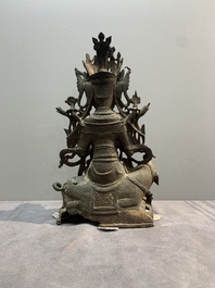 A Chinese bronze Bodhisattva seated on an elephant, Ming