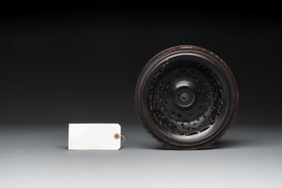 A large and impressive Chinese famille rose 'bajixiang and lotus scroll' censer with a wooden cover, Jiaqing mark and of the period