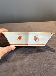 A Chinese famille rose nine-piece sweetmeat or rice table set, Tongzhi mark, 19th C.