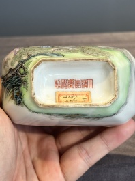 A compressed Chinese famille rose 'silk production' double-gourd vase, Republic