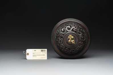 A large and impressive Chinese famille rose 'bajixiang and lotus scroll' censer with a wooden cover, Jiaqing mark and of the period