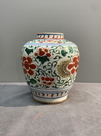 A Chinese wucai 'peony scroll' vase, Transitional period