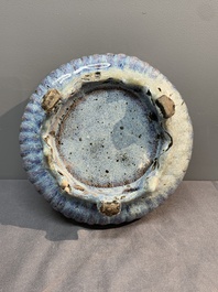 A Chinese Jun-glazed bowl and a narcissus basin, Ming/Qing