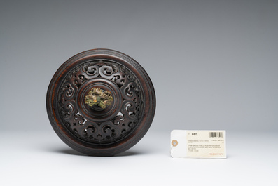 A large and impressive Chinese famille rose 'bajixiang and lotus scroll' censer with a wooden cover, Jiaqing mark and of the period