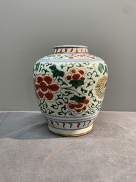 A Chinese wucai 'peony scroll' vase, Transitional period