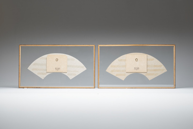 Two Chinese fans, ink and colour on paper, signed Zhang Chengxi 張承熙, dated 1919