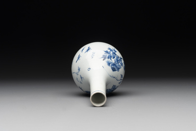 A rare Chinese blue and white soft paste porcelain bottle vase, Chenghua mark, Yongzheng/Qianlong
