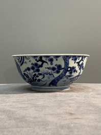 A Chinese blue and white 'immortals' bowl, Yongzheng/Qianlong