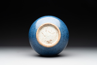 A Chinese powder blue 'yuhuchunping' vase, Ming