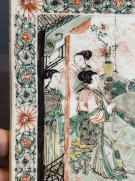 A Chinese famille verte 'Feng Qiu Huang 鳳求凰' plaque, Kangxi