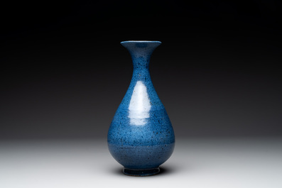 A Chinese powder blue 'yuhuchunping' vase, Ming