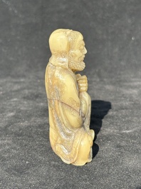 A Chinese Shoushan soapstone Luohan, 18th C.