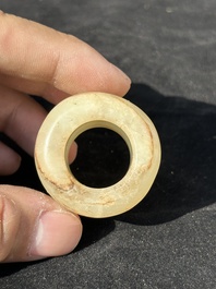 Five Chinese jade and agate archer's rings, Qing