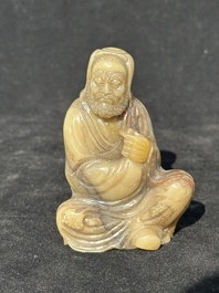 A Chinese Shoushan soapstone Luohan, 18th C.