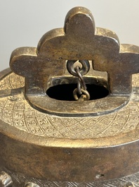 Two Chinese archaistic bronze bells, Song/Yuan