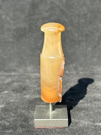 A Chinese agate 'Liuhai' cigarette holder or hookah mouth piece, possibly for the Islamic market, 19th C.