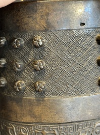Two Chinese archaistic bronze bells, Song/Yuan