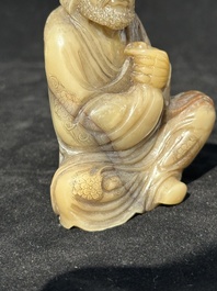 A Chinese Shoushan soapstone Luohan, 18th C.