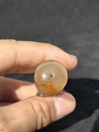 A Chinese agate 'Liuhai' cigarette holder or hookah mouth piece, possibly for the Islamic market, 19th C.