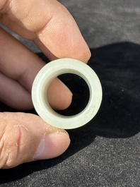Five Chinese jade and agate archer's rings, Qing