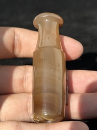 A Chinese agate 'Liuhai' cigarette holder or hookah mouth piece, possibly for the Islamic market, 19th C.