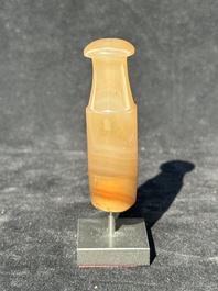 A Chinese agate 'Liuhai' cigarette holder or hookah mouth piece, possibly for the Islamic market, 19th C.