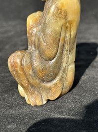 A Chinese Shoushan soapstone Luohan, 18th C.