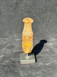 A Chinese agate 'Liuhai' cigarette holder or hookah mouth piece, possibly for the Islamic market, 19th C.