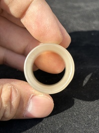 Five Chinese jade and agate archer's rings, Qing