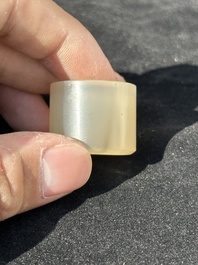 Five Chinese jade and agate archer's rings, Qing