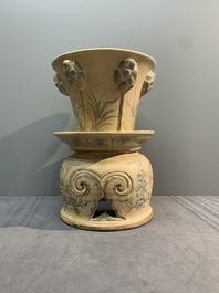 A rare Vietnamese or Annamese reticulated blue and white lotus vessel, 15/16th C.