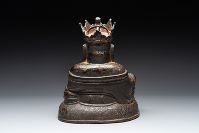 A Chinese gilt bronze crowned Milefo Buddha, Ming