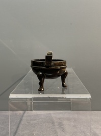 Three Chinese bronze censers, Xuande mark, Ming/Qing