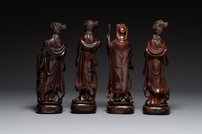 Eight Chinese hardwood figures of female deities, 19th C.