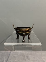 Three Chinese bronze censers, Xuande mark, Ming/Qing