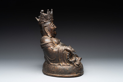 A Chinese gilt bronze crowned Milefo Buddha, Ming