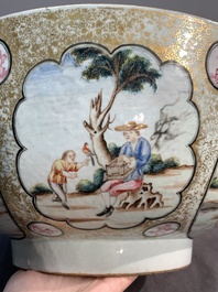 A large Chinese famille rose export porcelain 'European subject' bowl, Qianlong