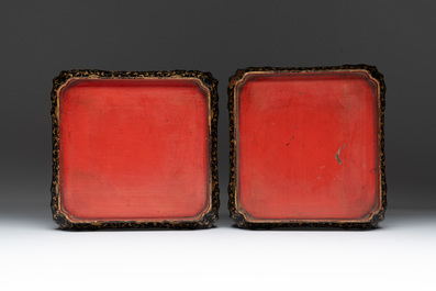 Four Japanese lacquerware tray stands, Meiji, 19th C.