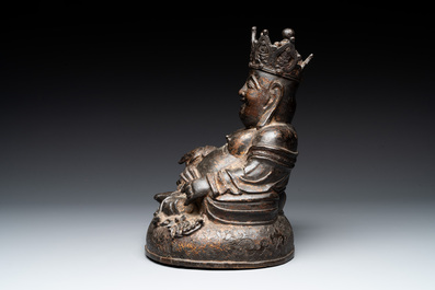 A Chinese gilt bronze crowned Milefo Buddha, Ming