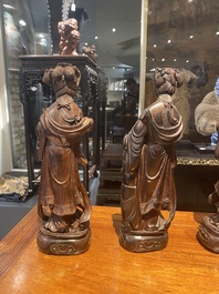 Eight Chinese hardwood figures of female deities, 19th C.