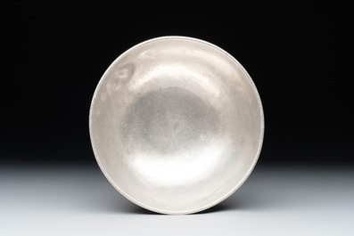 A Chinese sterling silver 'Three Friends of Winter' bowl, 20th C.