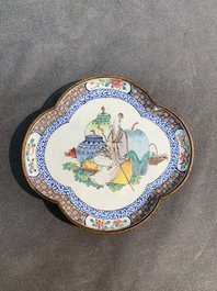 Two fine Chinese Canton enamel saucers, Yongzheng/Qianlong