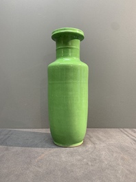 A Chinese lime-green-glazed rouleau vase, 19th C.