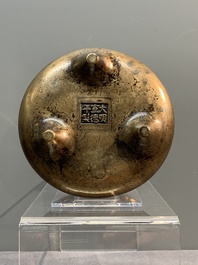 Three Chinese bronze censers, Xuande mark, Ming/Qing