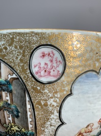 A large Chinese famille rose export porcelain 'European subject' bowl, Qianlong